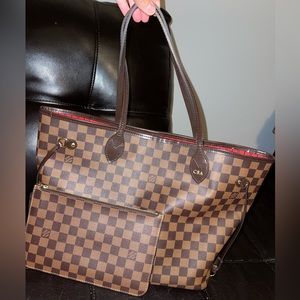 Authentic Louis Vuitton Neverfull MM Damier Ebene With Pochette